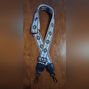 Black and Cream Patterned Crossbody Strap